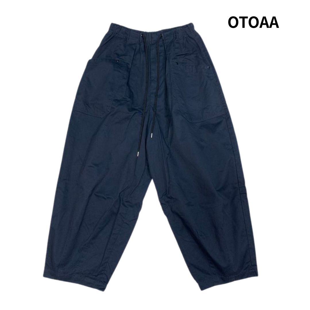 OTOAA オトアー TWILL TAPERED PANTS コットンツイル テーパードパンツ ネイビー size1/ワイド テーパード バルーンパンツ チノパン パンツ拍卖
