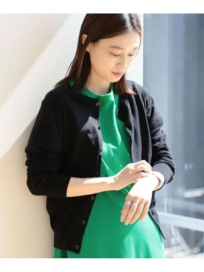 BEAMS BOY ビームスボーイ 14ゲージ エンブロイダリー カーディガン BB 刺繍 ブラック 黒 size:0/シンプル ニットカーディガン セーター拍卖