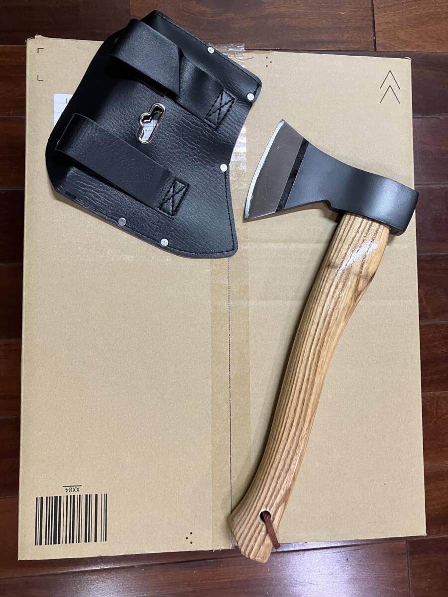 斧 野外キャンプ用品 薪割り 手斧 38cm 鉈 ガーデン用手斧 キャンプ 斧 焚き火 アウトドア 保護カバー付き拍卖