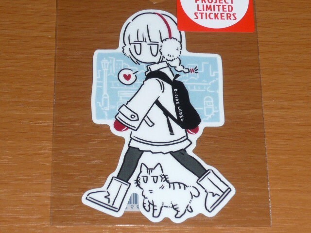 ◆シウチトモミ ステッカー◆デフォ 冬ネコ散歩ガール◆B-SIDE LABEL◆限定◆拍卖