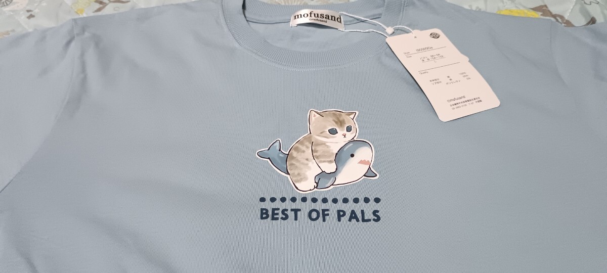モフサンド 両面プリント半袖Tシャツ 水色 レディースL拍卖