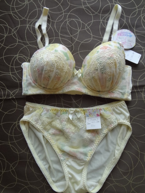 新品 タグ付 ブラジャー ショーツ 2点セット L ラクして美胸 ノンワイヤー 花柄 レース 送390 男性の方もOK拍卖