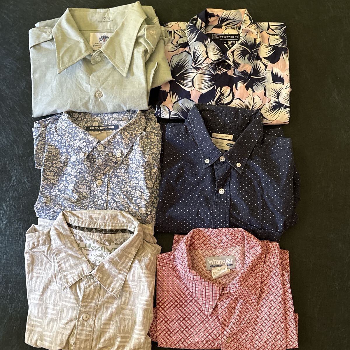 アメリカ古着 6枚セット 半袖シャツ フルボタン S〜XL 古着卸 まとめ売りWrangler QUIKSILVER DSCP OLD NAVY 柄 アロハ アメカジ拍卖
