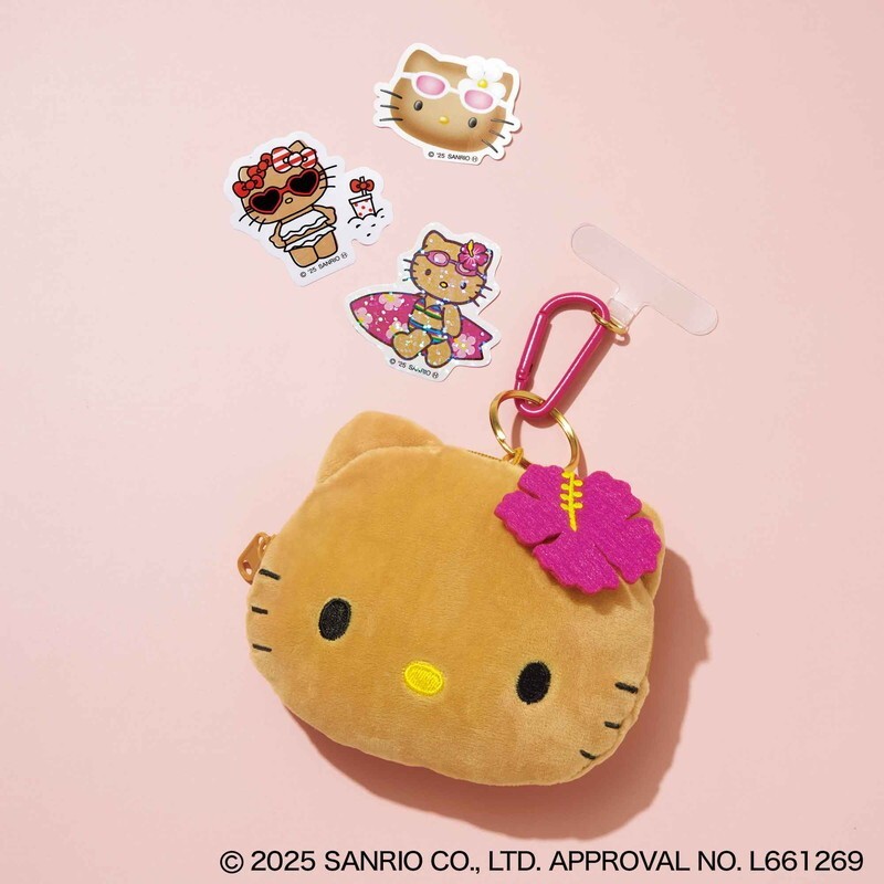 Sweet 8月号付録「日焼け ハローキティ ぬいぐるみポーチチャーム&ステッカー3枚セット」 拍卖