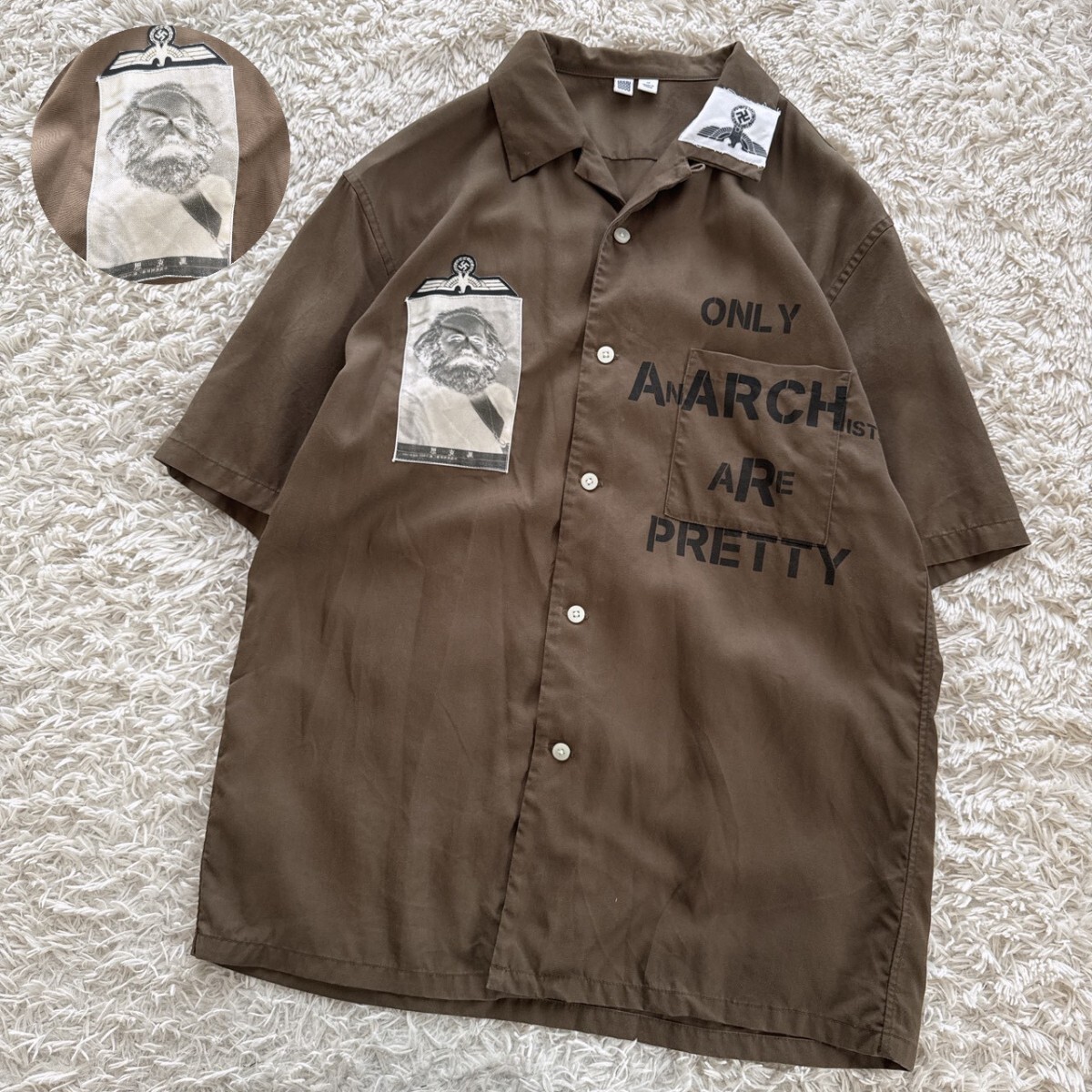 ANARCHY マルクス ネガポジ アナーキーシャツ 開襟 オープンカラーシャツ パンク ヴィヴィアンウエストウッド SEX セディショナリーズ拍卖