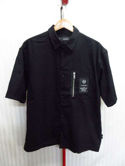 アンダーカバー×ジーユー ストレッチ入り半袖シャツ メンズS 黒 ワークシャツ ビッグシルエットシャツ オーバーサイズシャツ 07312拍卖