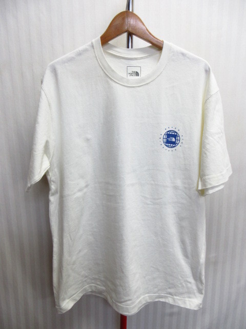 ノースフェイス Tシャツ メンズL 白Tシャツ S/S GEO SQUARE LOGO TEE ビッグロゴTシャツ 半袖カットソー アウトドアシャツ 07311拍卖