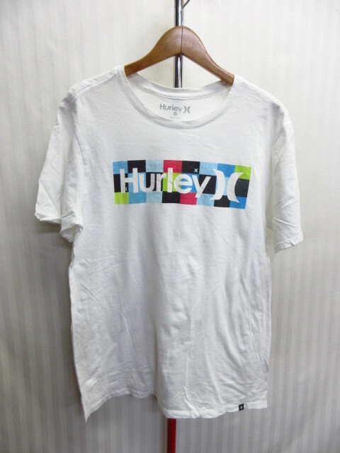 Hurley ハーレー 白Tシャツ メンズM カラフルロゴデザイン半袖カットソー ロゴTシャツ 半袖シャツ サーフシャツ マリンシャツ 08013拍卖