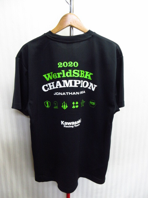 KAWASAKI カワサキ Tシャツ 黒 メンズLL XL WSBK6連覇Tシャツ 半袖シャツ ライダース バイクウエア チャンピオンTシャツ 08053拍卖