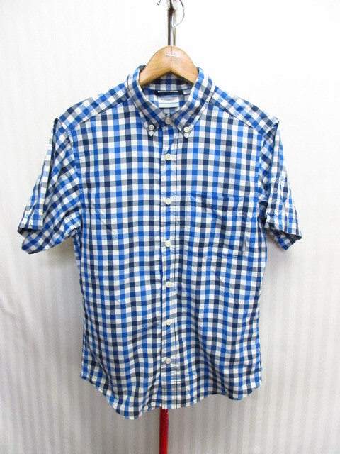 コロンビア OMNI-WICK 半袖ボタンダウンシャツ メンズS チェック柄シャツ 襟付き半袖カットソー アウトドアシャツ トレッキング08051拍卖