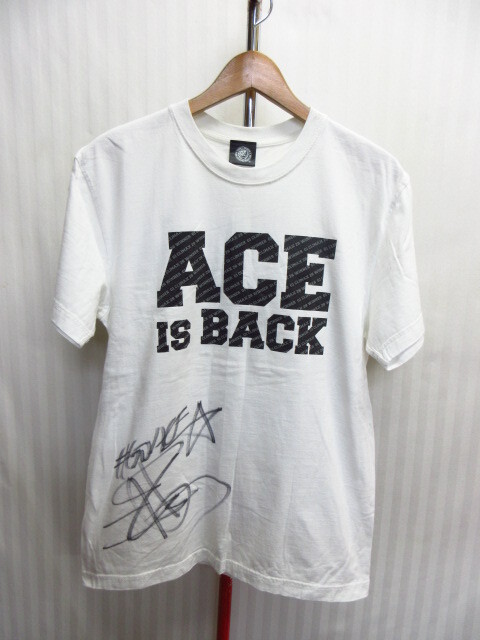 新日本プロレス 棚橋弘至 直筆サイン入り Tシャツ メンズL 白Tシャツ ACE IS BACK 半袖カットソー 格闘技 グッズ 半袖シャツ 08051拍卖