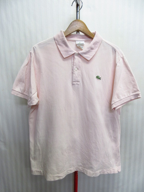 ラコステ ポロシャツ メンズ7 希少ビッグサイズ ピンク 襟付き半袖カットソー ロゴ付き半袖シャツ 90s00sヴィンテージ フランス 08051拍卖