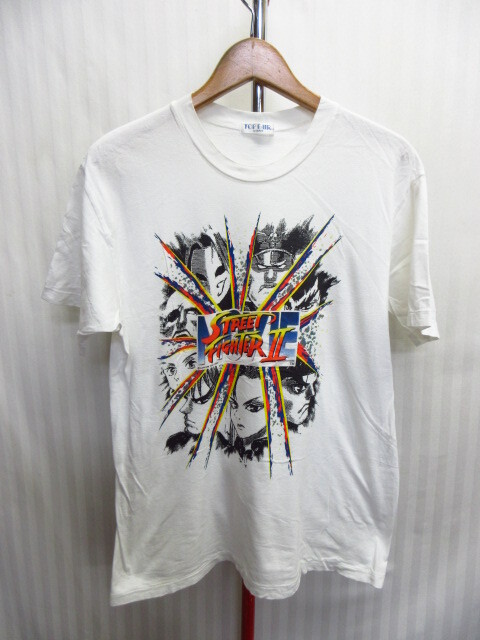 ストリートファイター2 90sヴィンテージ Tシャツ メンズL 白 スト2 ゲームTシャツ 希少 当時もの ゲーマー スーパーファミコン 08062拍卖