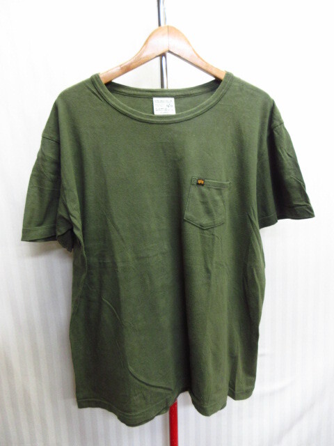 ALPHA アルファ ポケットTシャツ メンズXL LL カーキグリーン系 ミリタリーシャツ 半袖カットソー クルーネック コンバットシャツ08072拍卖
