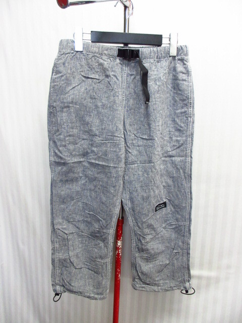 マナスタッシュ ヘンプ使用ショートパンツ メンズM アウトドアショーツ シャンブレー リネン クロップドパンツ クライミングパンツ08072拍卖