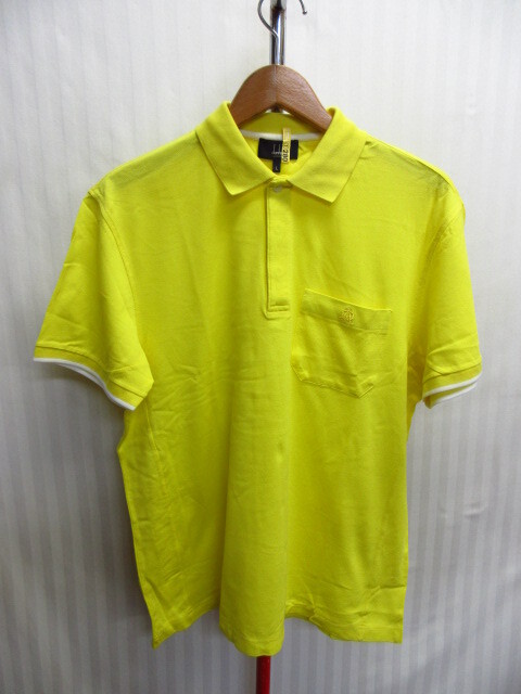 DUNHILL LONDON ダンヒル ポロシャツ メンズL イエローシャツ 黄 ロゴ刺繍シャツ 襟付き半袖カットソー 半袖シャツ 08082拍卖