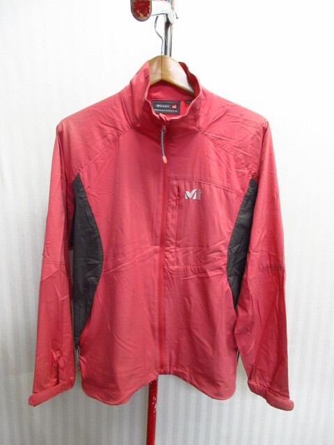 Millet ミレー 薄手ナイロンジャンパー SIZE M ピンク ロゴ刺繍トレッキングジャケット アウトドアジャケット ウインドブレーカー08141拍卖
