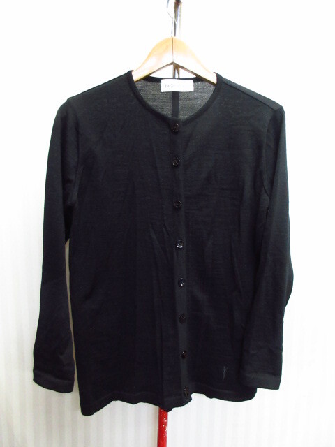 イヴサンローラン 90sヴィンテージ カーディガン SIZE M 黒 ロゴ刺繍ニットジャケット ニットカーディガン ウールセーター ブルゾン08141拍卖