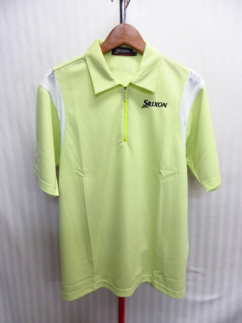 未使用 SRIXON スリクソン ポロシャツ メンズM グリーンシャツ 襟付き半袖カットソー 速乾ゴルフウエア ゴルフシャツ 半袖シャツ08072拍卖