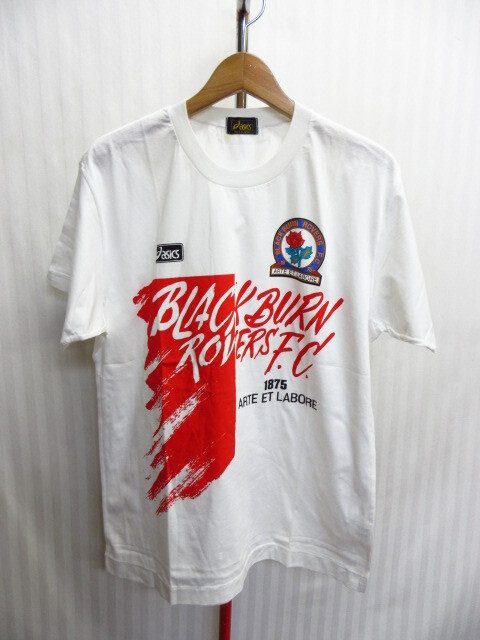 未使用 アシックス製 ブラックバーン・ローバーズ 90sビンテージ ユニフォームTシャツ メンズL サッカーシャツ 半袖ゲームシャツ08051拍卖