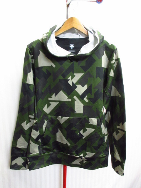 デサント 迷彩柄スポーツパーカー メンズM フード付きジャージトップ トラックジャケット トラックトップ フーディ トレーニング 08211拍卖
