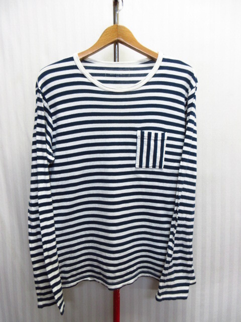 SOPH.NET ソフ 長袖Tシャツ メンズM 紺白シャツ ボーダー柄Tシャツ マリンカットソー 長袖カットソー ソフネット 長袖シャツ 08262拍卖