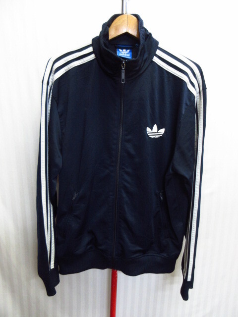 アディダス トレフォイル刺繍ジャージトップ メンズ105 XL LL 紺白ライン トラックジャケット 三つ葉ロゴ ヴィンテージ復刻ブルゾン08283拍卖