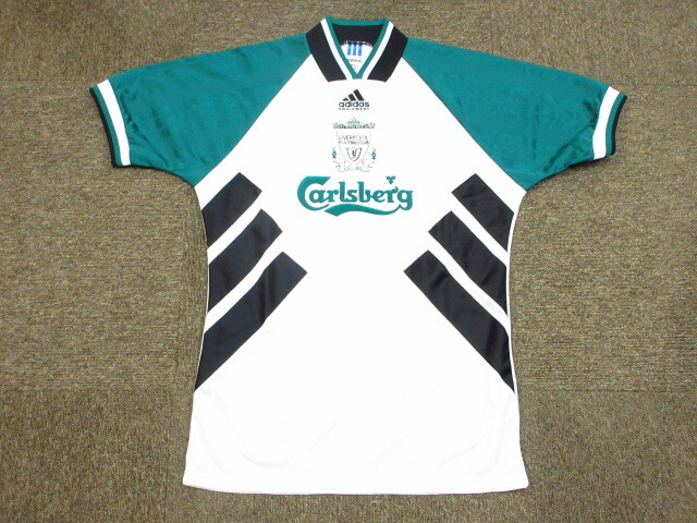 ほぼ未使用 UK製 アディダス リバプールFC 90sヴィンテージ ユニフォーム メンズUS S 半袖ゲームシャツ サッカージャージトップ08202拍卖