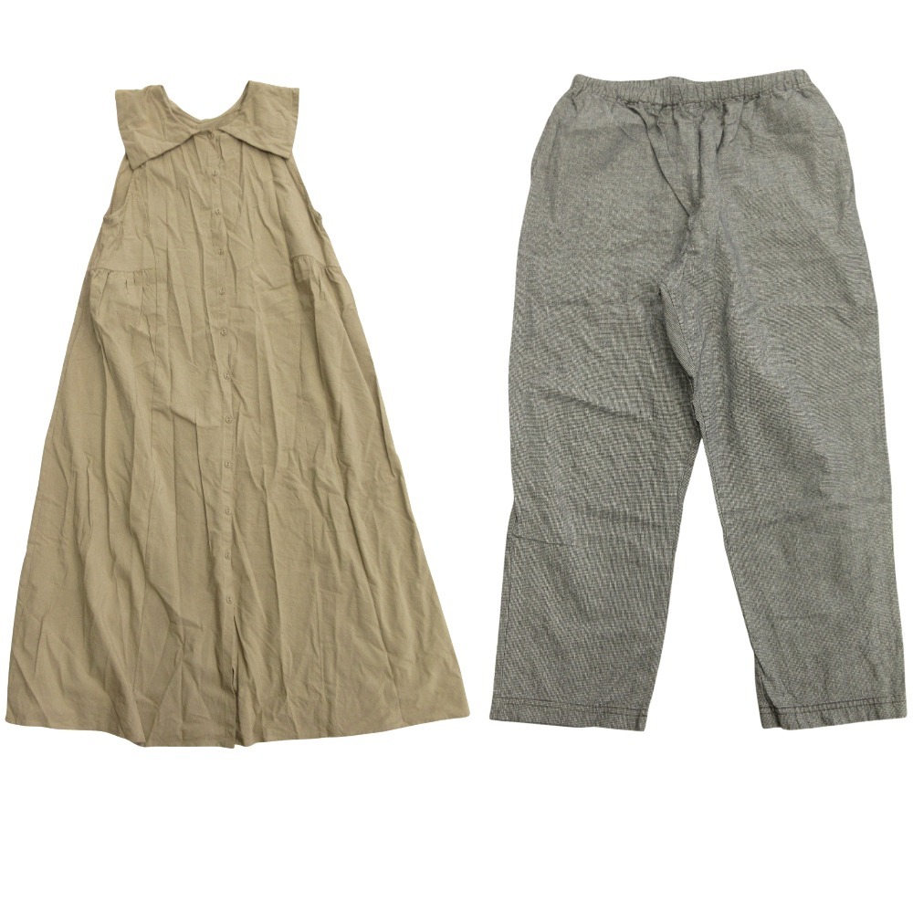 美品 Samansa Mos2 サマンサ モスモス SM2 ワンピース クロップド パンツ 2点セット まとめ ドレス F ベージュ グレー拍卖