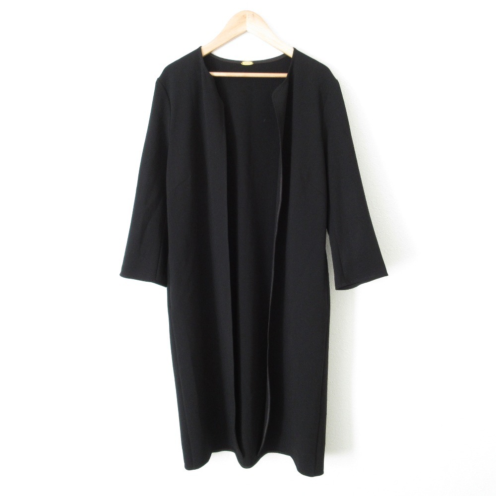 良品 MUSE de Deuxieme Classe ミューズドゥドゥーズィーエムクラス トリアセジョーゼット ノーカラー ガウンコート ブラック拍卖