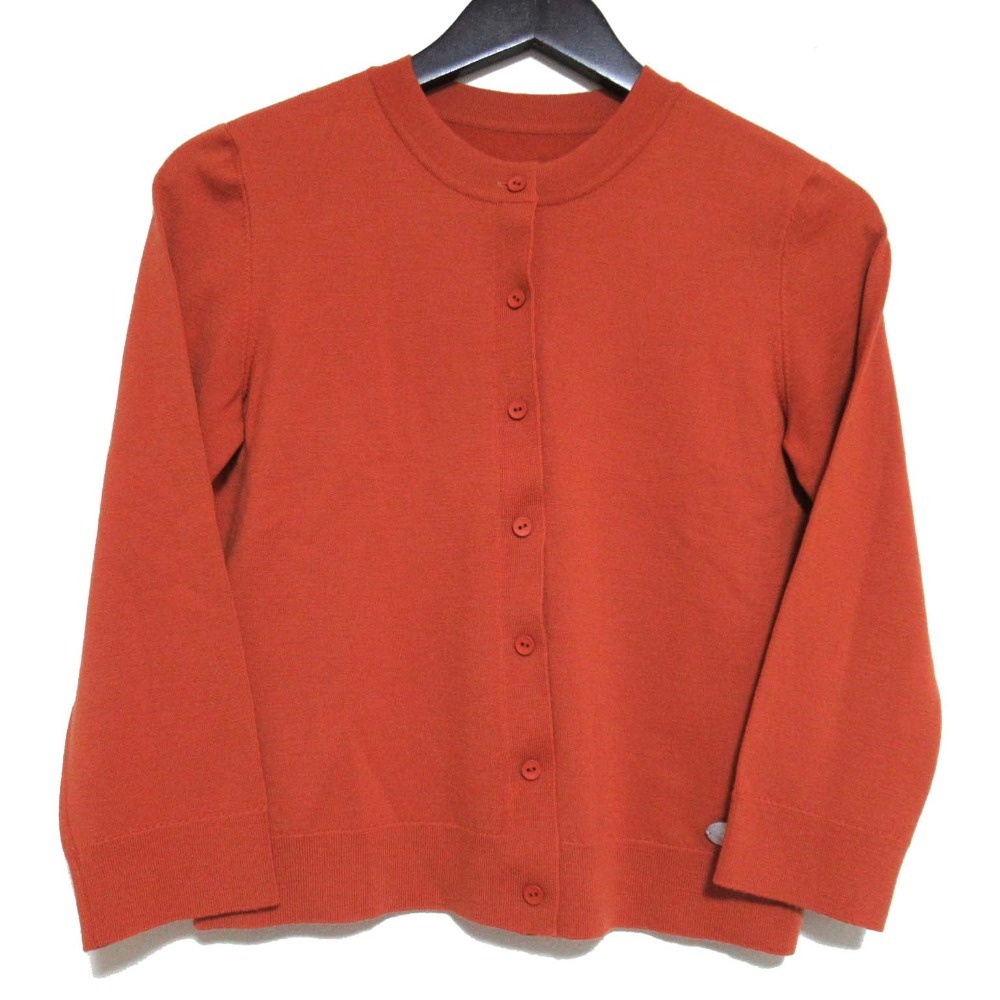 美品 FOXEY BOUTIQUE フォクシーブティック 七分袖 ショート丈 ニット カーディガン 36249 38サイズ テラコッタ拍卖