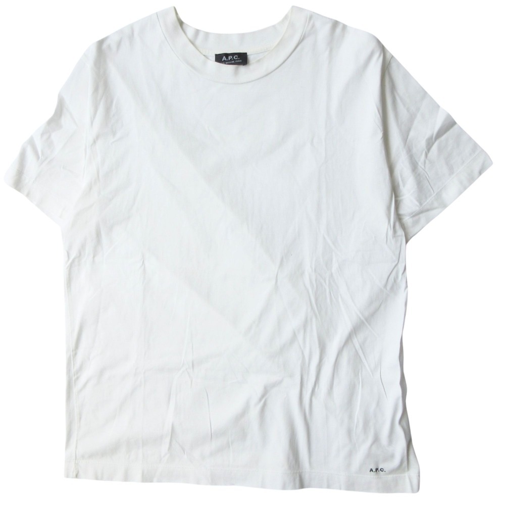 良品 A.P.C. アーペーセー Tシャツ パックT カットソー 半袖 ロゴ 刺繍 25222-1-90301 サイズXL 白 ホワイト拍卖