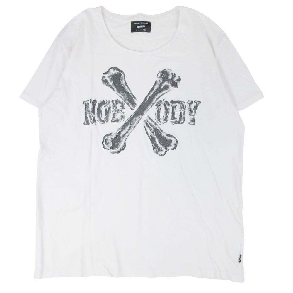 良品 glamb グラム クロスボーン プリント Tシャツ カットソー プルオーバー クルーネック 半袖 4 白 ホワイト拍卖
