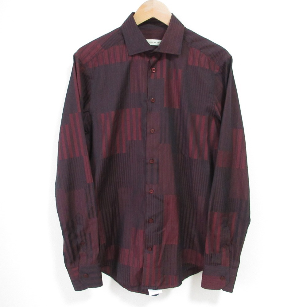 良品 ETRO エトロ ストライプ柄 ロングスリーブ シャツ サイズ39 ボルドー拍卖