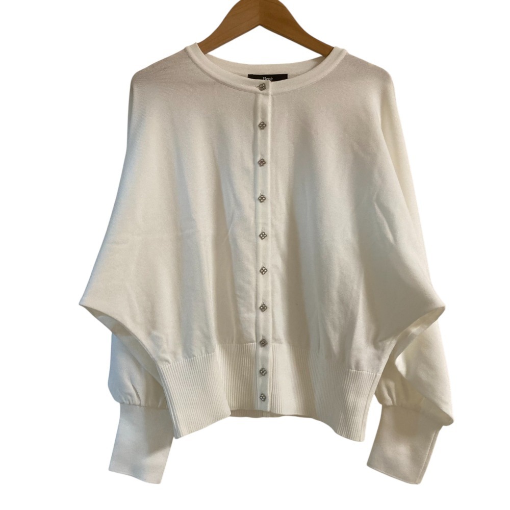 美品 24SS Rene ルネ ボリュームスリーブ シアーニット カーディガン サイズ34 ホワイト拍卖