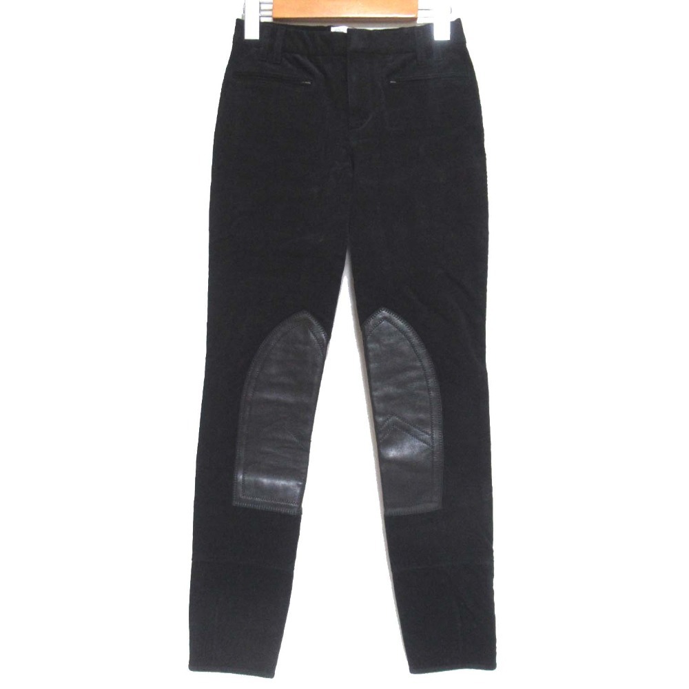 美品 GUCCI グッチ レザーパッチ ストレッチ ジョッキーパンツ コーデュロイパンツ 386901 サイズ36 ブラック拍卖