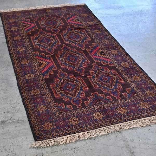 新品 未使用 パキスタン製 手織り カザック柄 ウール 羊毛 ハンドノット ウール ラグ カーペット リビング ホテル 店舗 ロビー 応接室 P-75拍卖