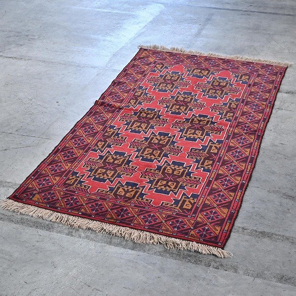 新品 未使用 パキスタン製 手織り ウールラグ 絨毯 カザック柄 ハンドノット 羊毛 カーペット インテリア リビング 応接室 寝室 P-85拍卖