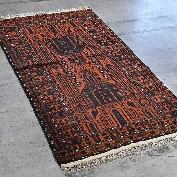 新品 未使用 パキスタン製 手織り ウール絨毯 メヘラブ文様 ハンドノット 羊毛 ラグ カーペット リビング マット 応接室 ホテル P-51拍卖