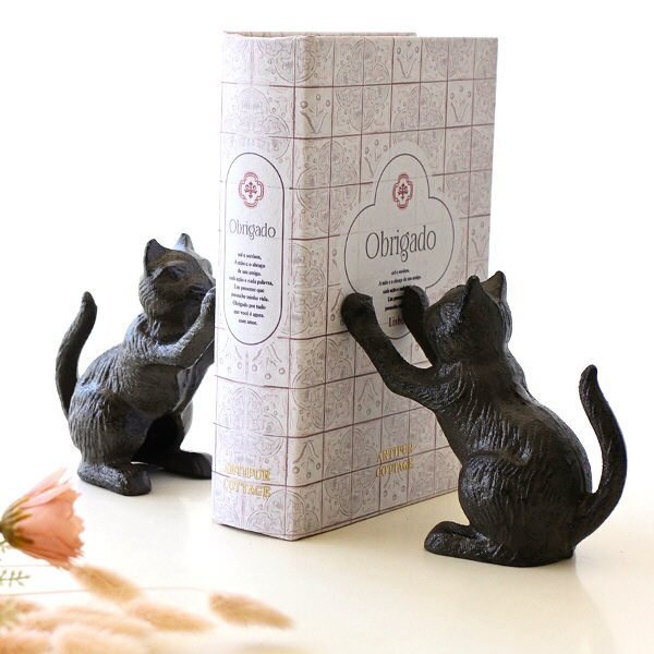 本立て ブックエンド おしゃれ 猫 ネコ ねこ ブックスタンド アンティーク ネコのハイタッチ ブックエンド 送料無料(一部地域除く) swa2901拍卖