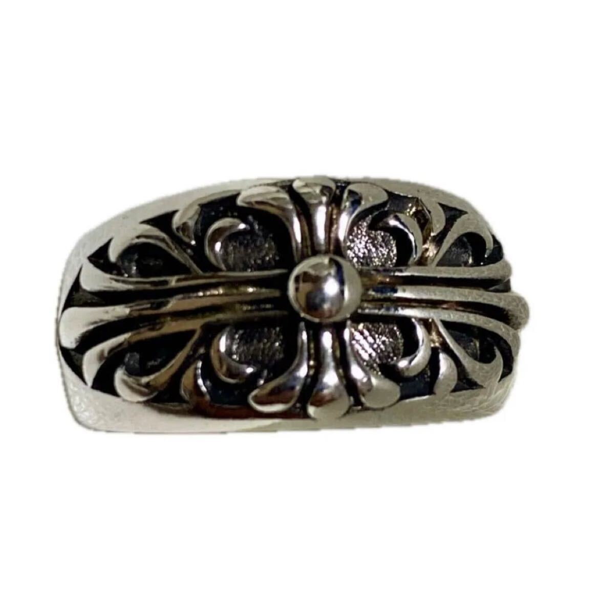 【18号】ホースシュー&クロス★フローラルクロス★キーパーリング十字架 クロス リング シルバー 指輪 アクセ フローラル拍卖