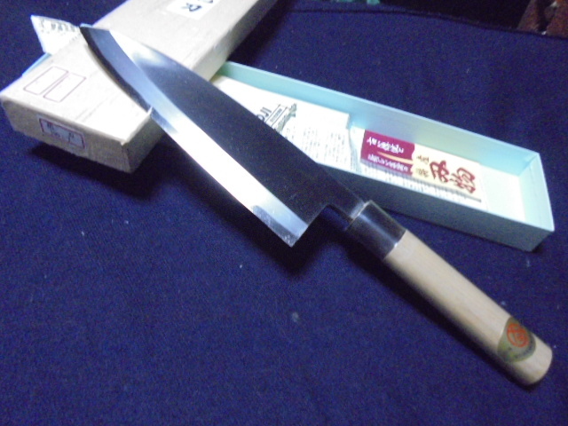 左用出刃包丁 本霞 195㎜ 水牛柄 A拍卖