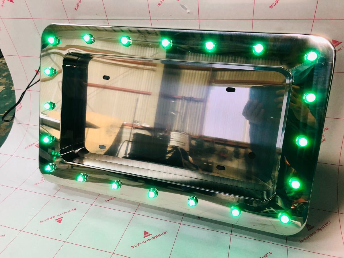 PON2 パイロットランプ ナンバー枠 ステンレス デコトラ トラック 大型 アート オリジナル ナンバーフレーム 鏡面 カスタム拍卖