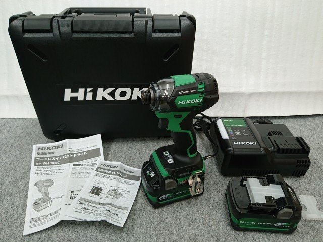 @【未使用品】 ハイコーキ 18V コードレスインパクトドライバ WH18DC 2XPZ アグレッシブグリーン マルチボルト 電池2個・充電器・ケース付拍卖