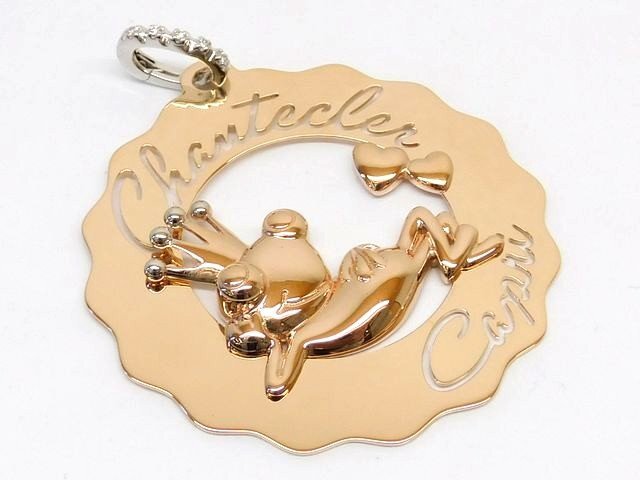 新品同様品 Chantecler シャンテクレール ☆ K9 ピンクゴールド カエル ダイヤ ペンダント トップ チャーム レディース □7A7B7HS拍卖