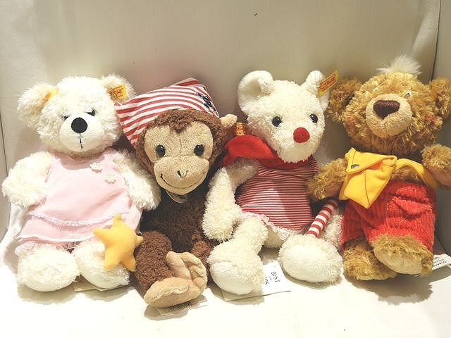 Steiff シュタイフ 人形 4個セット ぬいぐるみ ◇ テディベア モンキー アニマル BEST FOR KIDS コレクション ▼7H拍卖