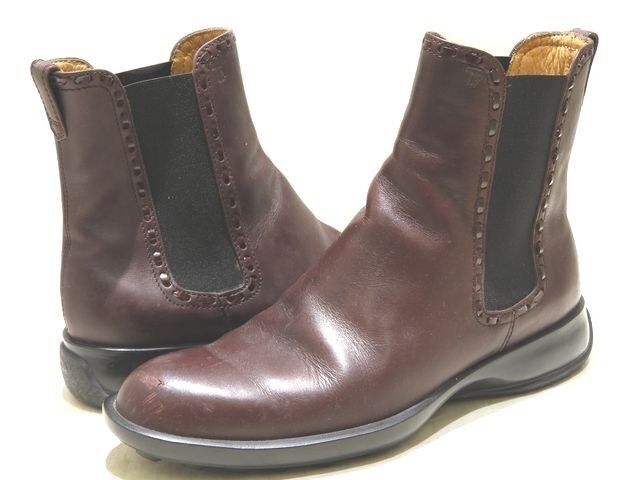 TOD'S トッズ レディース サイドゴア ブーツ ◆ サイズ36 1/2 ブラウン系 レザー ショートブーツ シューズ ▼7C7HS拍卖