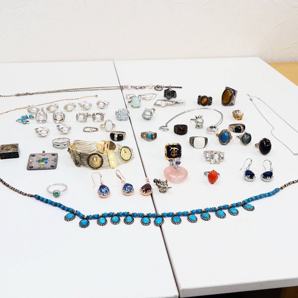 51749他-600 silver リング 大量 まとめ 約440g◆天然石/SV/ほぼ925と純銀/◆シルバー パール色石まとめ 送料600円~拍卖