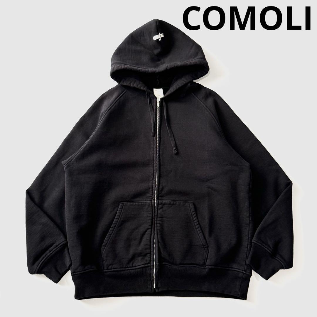 COMOLI コモリ コットン吊裏毛 ジップパーカ 3 ブラック 黒 Y03-05021 スウェット トレーナー パーカー コットン 綿 長袖 日本製 国内正規拍卖
