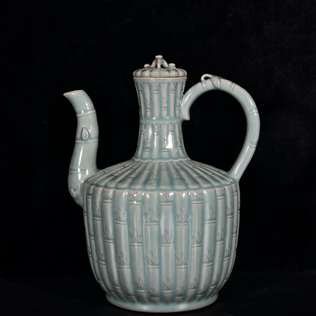■TC159■高麗青磁 竹節紋執壺 水注・孤品・時代物 古玩 唐物 古陶磁器■拍卖